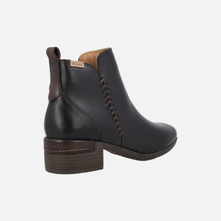 Botines de piel para mujer con tacones anchos Malaga