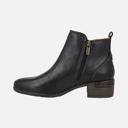 Botines de piel para mujer con tacones anchos Malaga