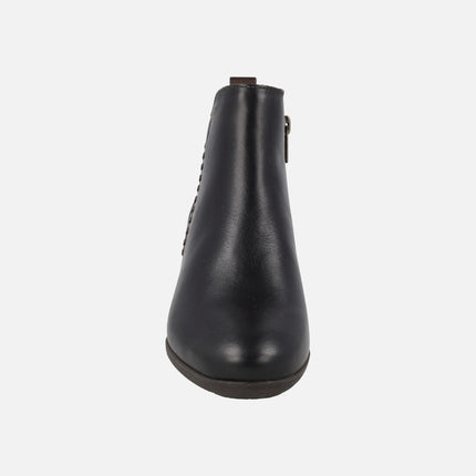 Botines de piel para mujer con tacones anchos Malaga