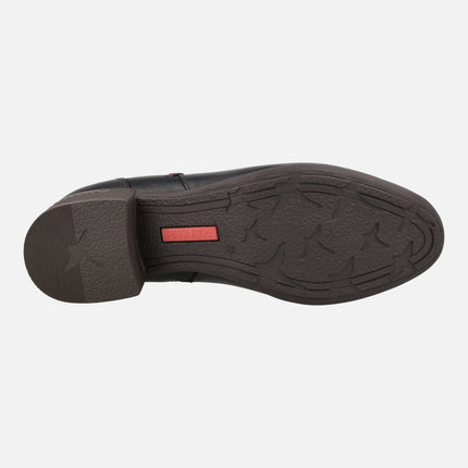 Botines de piel para mujer con tacones anchos Malaga