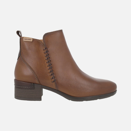 Botines de piel para mujer con tacones anchos Malaga