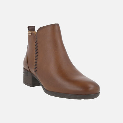 Botines de piel para mujer con tacones anchos Malaga