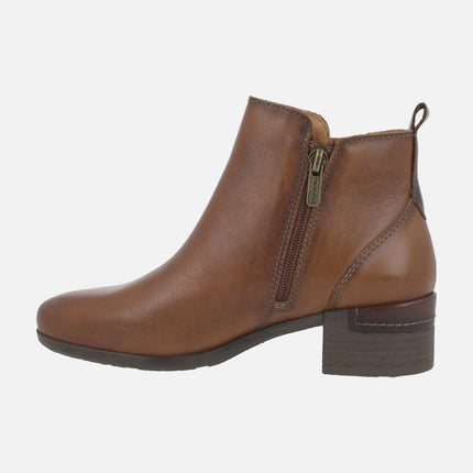 Botines de piel para mujer con tacones anchos Malaga