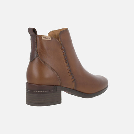 Botines de piel para mujer con tacones anchos Malaga