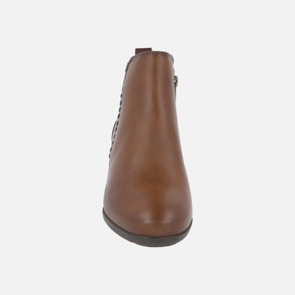 Botines de piel para mujer con tacones anchos Malaga