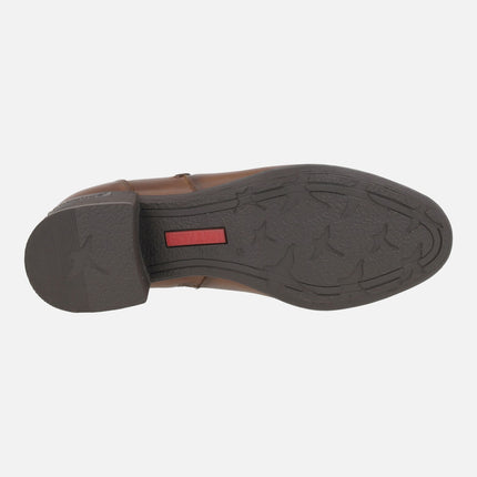 Botines de piel para mujer con tacones anchos Malaga