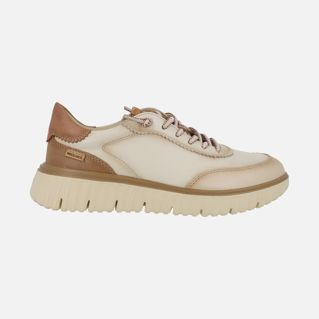 Deportivos SEGOVIA beige para mujer con cordones elásticos y suela LIGHT
