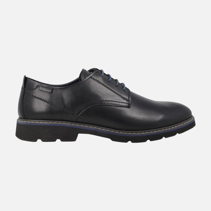 Zapatos de cordones para hombre en piel negra con detalles en azul Alarcon