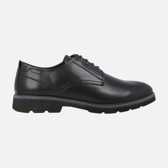 Zapatos de cordones para hombre en piel negra con detalles en azul Alarcon
