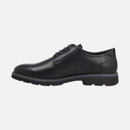 Zapatos de cordones para hombre en piel negra con detalles en azul Alarcon