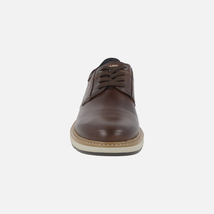 Brown leather shoes with laces for men BILBAO