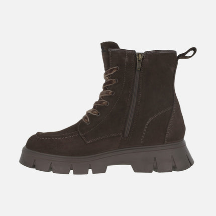 Botines de serraje marrón con lazo de terciopelo y membrana GORE-TEX