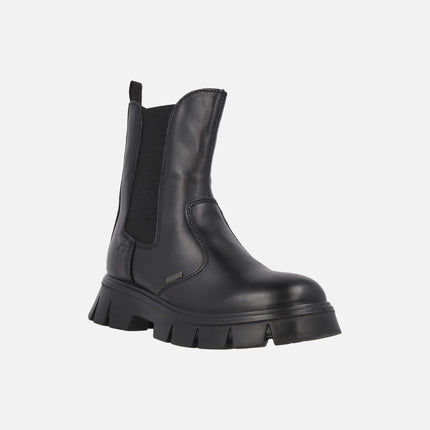 Botines chelsea en piel negra con cremallera y membrana GORE-TEX