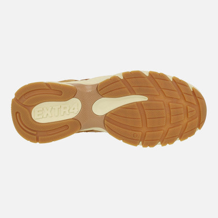 Sneakers with thick soles and GORE-TEX membrane in camel combination