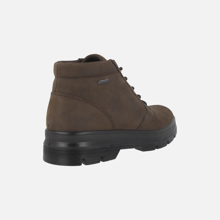 Men's lace-up ankle boots in brown nubuck with waterproof membrane