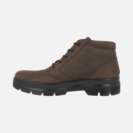 Men's lace-up ankle boots in brown nubuck with waterproof membrane