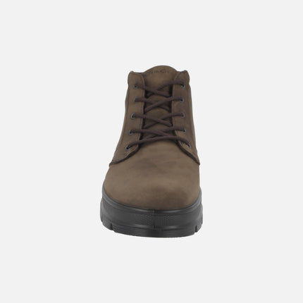 Men's lace-up ankle boots in brown nubuck with waterproof membrane