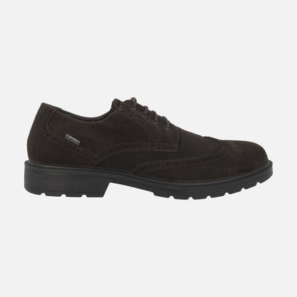 Men's lace-up shoes in brown suede with GTX membrane