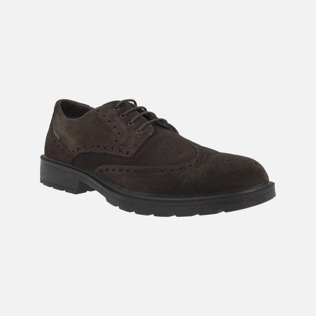 Men's lace-up shoes in brown suede with GTX membrane