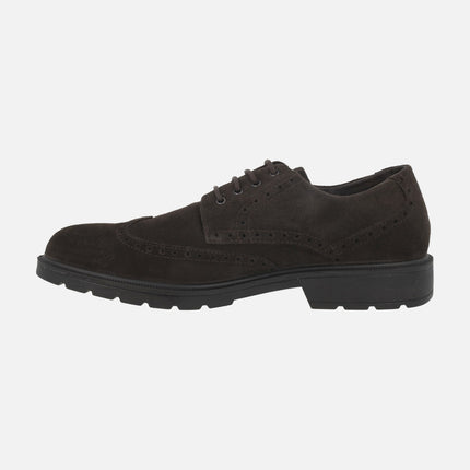 Men's lace-up shoes in brown suede with GTX membrane