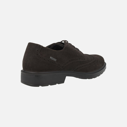 Men's lace-up shoes in brown suede with GTX membrane