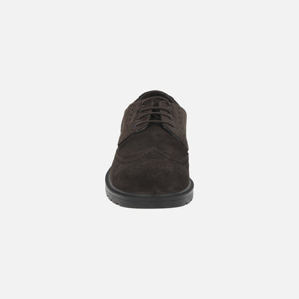 Men's lace-up shoes in brown suede with GTX membrane