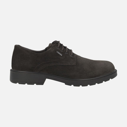 Men's lace-up shoes in brown suede with Gore-tex membrane