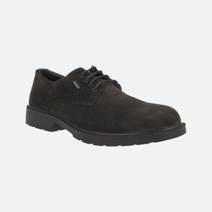 Men's lace-up shoes in brown suede with Gore-tex membrane