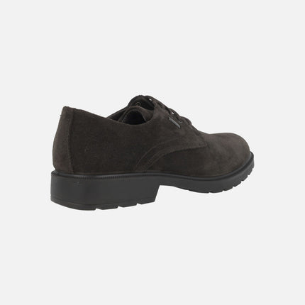 Men's lace-up shoes in brown suede with Gore-tex membrane