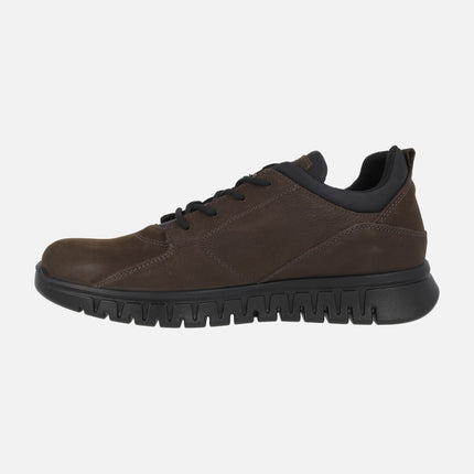 Men's lace-up shoes in brown nubuck with Gore-tex membrane