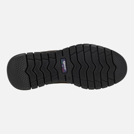 Men's lace-up shoes in brown nubuck with Gore-tex membrane