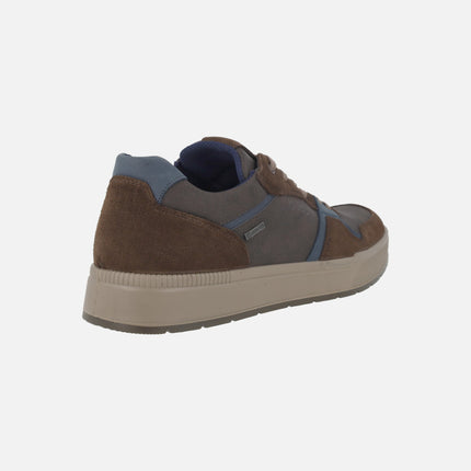 Zapatos deportivos para hombre con membrana impermeable en combinado marrón y azul