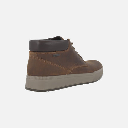 Men's lace-up boots in brown oiled leather with GORE-TEX membrane
