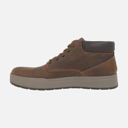 Men's lace-up boots in brown oiled leather with GORE-TEX membrane