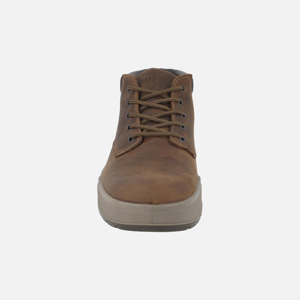 Men's lace-up boots in brown oiled leather with GORE-TEX membrane