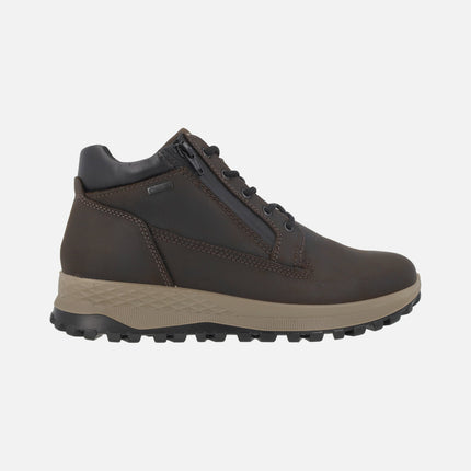 Men's brown ankle boots in oiled leather with GORE-TEX