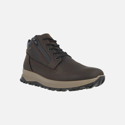 Men's brown ankle boots in oiled leather with GORE-TEX