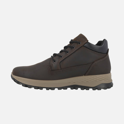 Men's brown ankle boots in oiled leather with GORE-TEX