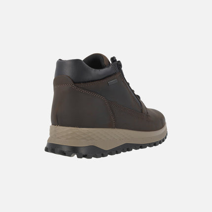 Men's brown ankle boots in oiled leather with GORE-TEX