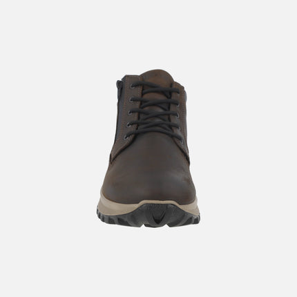 Men's brown ankle boots in oiled leather with GORE-TEX