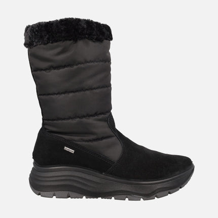 Botas negras de serraje y tejido acolchado con membrana GORE-TEX para mujer