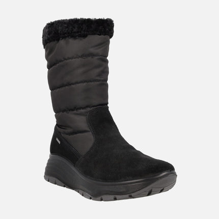 Botas negras de serraje y tejido acolchado con membrana GORE-TEX para mujer