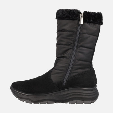 Botas negras de serraje y tejido acolchado con membrana GORE-TEX para mujer