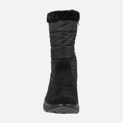 Botas negras de serraje y tejido acolchado con membrana GORE-TEX para mujer