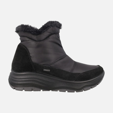 Botines para mujer en piel y tejido con forro de pelo y membrana GORE-TEX