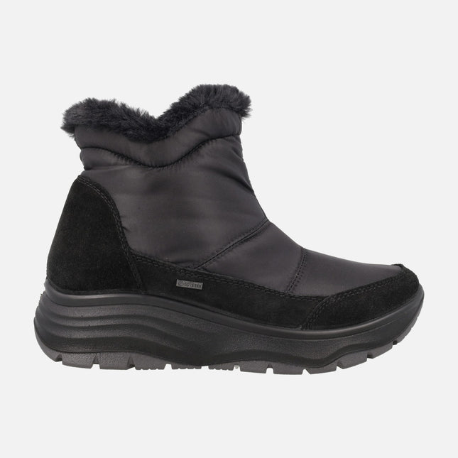 Botines para mujer en piel y tejido con forro de pelo y membrana GORE-TEX