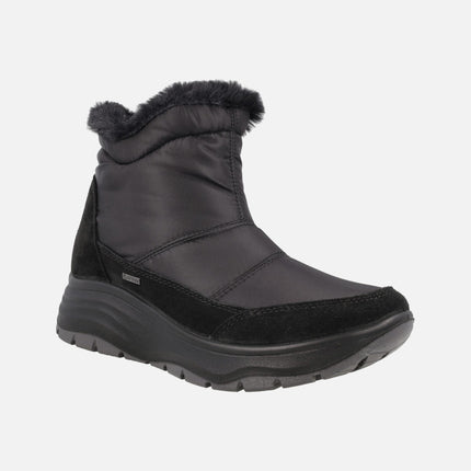 Botines para mujer en piel y tejido con forro de pelo y membrana GORE-TEX