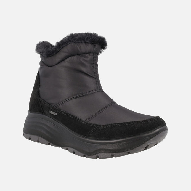 Botines para mujer en piel y tejido con forro de pelo y membrana GORE-TEX
