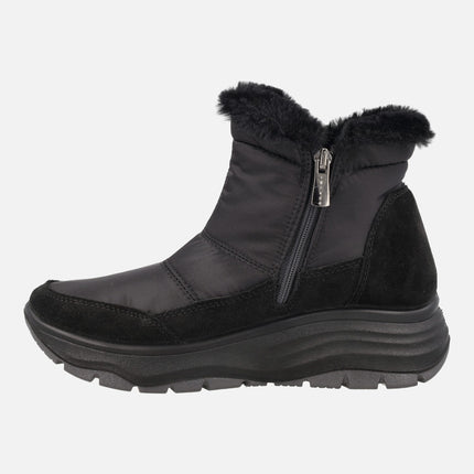 Botines para mujer en piel y tejido con forro de pelo y membrana GORE-TEX