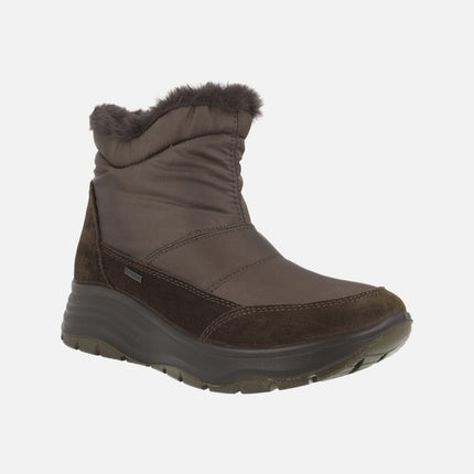 Botines para mujer en piel y tejido con forro de pelo y membrana GORE-TEX